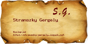 Stranszky Gergely névjegykártya